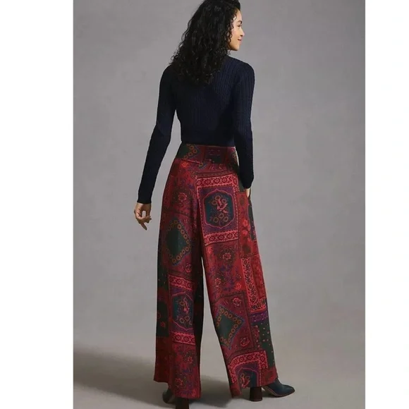 FARM Rio Red and Green Wide Leg Pants - Picture 2 of 8